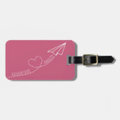 Schattig meisje hart papier vliegtuig avontuur wac bagagelabel (Voorkant horizontaal)