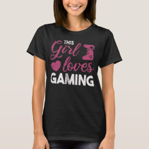 Schattig Meisje Houdt van Gamen Roze Hart Gamer De T-shirt