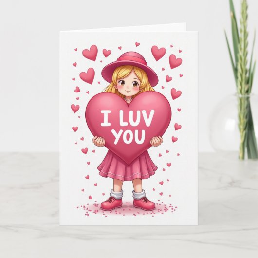 Schattig Meisje Ik Lief Je Hart Kaart (Voorkant)