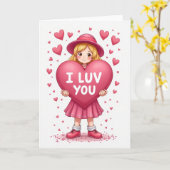 Schattig Meisje Ik Lief Je Hart Kaart (Gele Bloem)
