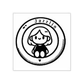 Schattig Meisje in Circle Lijst Stamp Rubberstempel (Afrduk)