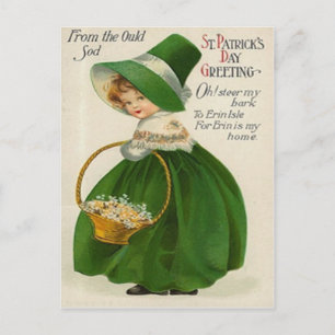 schattig meisje in het groen St Patrick's Day Briefkaart