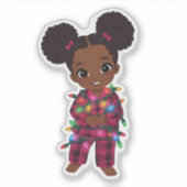 Schattig Meisje in Kerstmuts Gewikkeld Sticker (Voorkant)