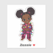 Schattig Meisje in Kerstmuts Gewikkeld Sticker (Vel)