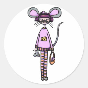 Schattig meisje in muizenkostuum ronde sticker