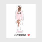 Schattig Meisje In Roze College Custom-Cut Vinyl S Sticker (Vel)