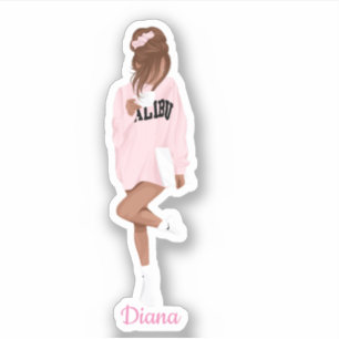 Schattig Meisje In Roze College Custom-Cut Vinyl S Sticker