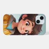 schattig meisje iPhone 15 case (Achterkant horizontaal)