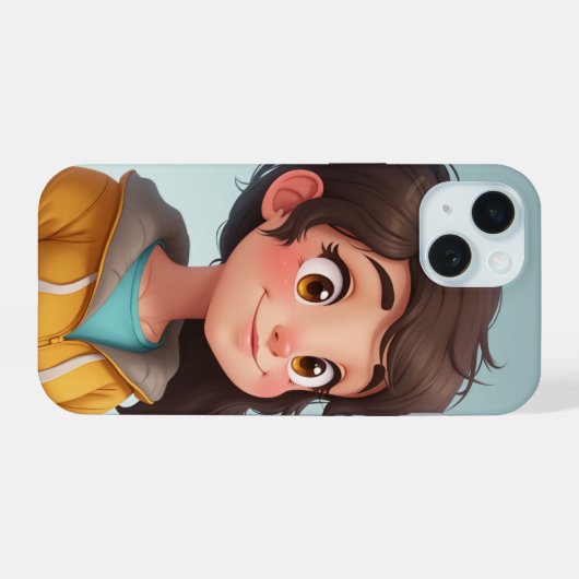 schattig meisje iPhone 15 case (Achterkant horizontaal)