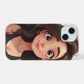 schattig meisje iPhone 15 case (Achterkant horizontaal)