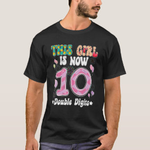 Schattig meisje is nu 10 jaar oud dubbele cijfers t-shirt