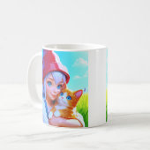 Schattig Meisje Kat Koffiemok (Voorkant links)