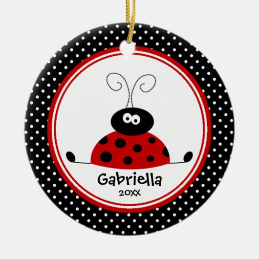 Schattig meisje Kerst ornament Lieveheersbeestje (Voorkant)