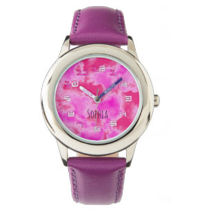 Schattig Meisje Kinder Roze Sky Horloge