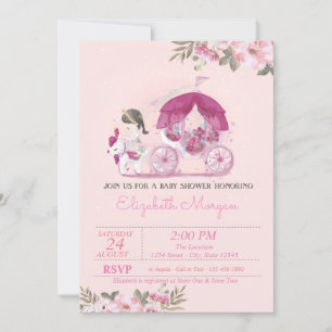 Schattig meisje, kinderwagen, bloemen baby shower kaart