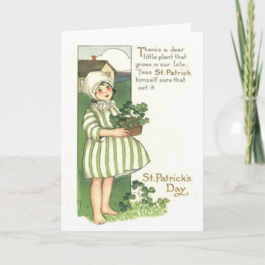Schattig Meisje Klaverpot Kaart (Voorkant)