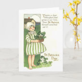 Schattig Meisje Klaverpot Kaart (Gele Bloem)