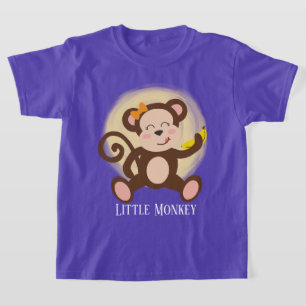 schattig meisje kleine aap voeg tekst toe t-shirt