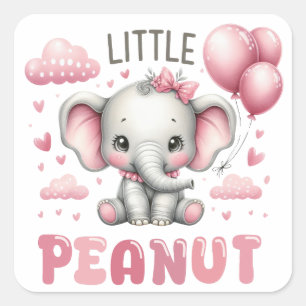 Schattig Meisje Kleine Pinda Vierkante Sticker