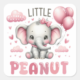 Schattig Meisje Kleine Pinda Vierkante Sticker