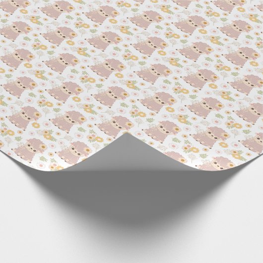 schattig meisje lampje cadeaupapier (Hoek)