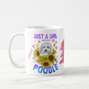 Schattig Meisje Liefheeft Poodle Zonnebloem Koffiemok