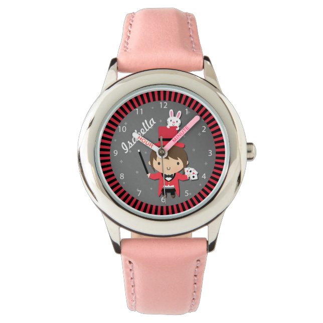 Schattig Meisje Magician en Bunny Voor Kinderen Horloge (Voorkant)