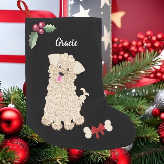 Schattig meisje maltipoo hond monogram kleine kerstsok