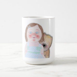 Schattig meisje met beer op maat gesneden vinyl st koffiemok