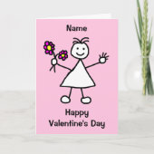 Schattig Meisje met Bloemen Valentijnsdag Kaart (Voorkant)