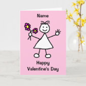 Schattig Meisje met Bloemen Valentijnsdag Kaart (Gele Bloem)