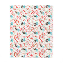 Schattig meisje met bloemenpatroon fleece deken – 