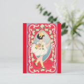 Schattig meisje met Bouquet Valentijn Briefkaart (Staand voorkant)