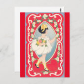 Schattig meisje met Bouquet Valentijn Briefkaart (Voorkant / Achterkant)