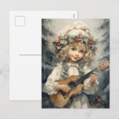 Schattig meisje met een gitaar feestdagenkaart (Voorkant / Achterkant)
