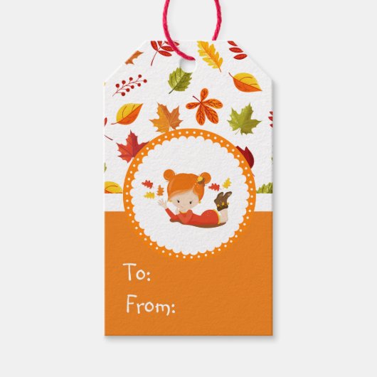 Schattig meisje met handschilderingen cadeaulabel (Voorkant)