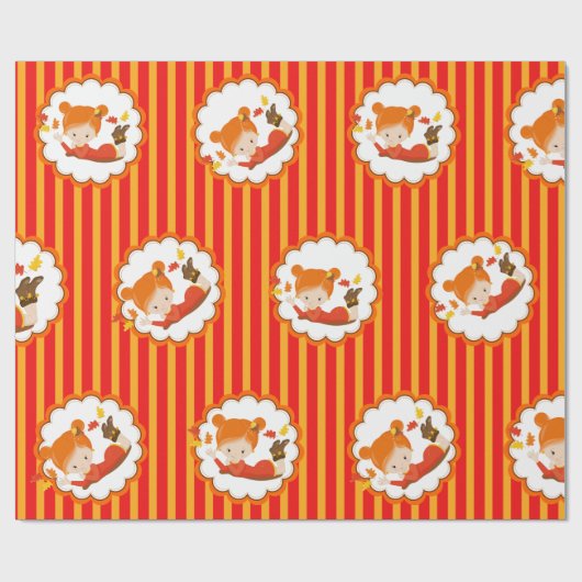 Schattig meisje met handschilderingen cadeaupapier (Vlak)