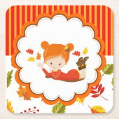 Schattig meisje met handschilderingen kartonnen onderzetters (Voorkant)