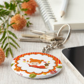 Schattig meisje met handschilderingen sleutelhanger (Zijkant)