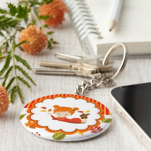 Schattig meisje met handschilderingen sleutelhanger (Zijkant)