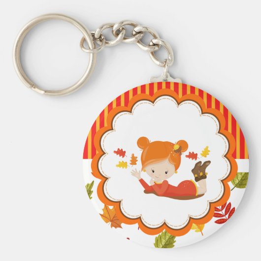 Schattig meisje met handschilderingen sleutelhanger (Voorkant)