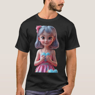 Schattig Meisje met Hart Grappig Uniseks Ontwerp v T-shirt