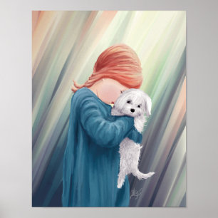 Schattig meisje met hond poster