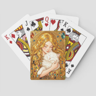 Schattig Meisje Met Kat Art Nouveau Gustav Klimt S Pokerkaarten