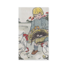 Schattig meisje met kippen, Tekst op achterzijde