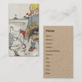 Schattig  meisje met kippen visitekaartje (Voorkant / Achterkant)