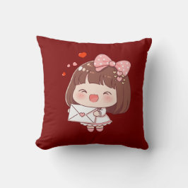 Schattig Meisje Met Liebesbrief Kussen
