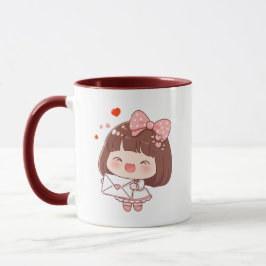 Schattig Meisje Met Liebesbrief Mok