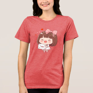 Schattig Meisje Met Liefdesbrief  Tri-Blend Shirt