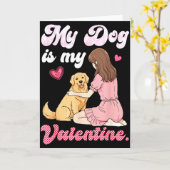 Schattig Meisje Met Mijn Hond Is Mijn Valentijn Go Kaart (Gele Bloem)